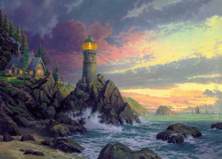 Rock Of Salvation painting - Thomas Kinkade Rock Of Salvation art painting